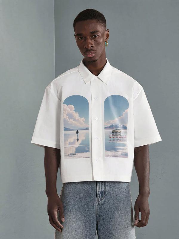 VARLDENS Mirror Lake Print Shirt | Scenic Streetwear Essential