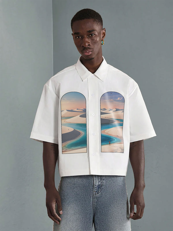 VARLDENS Dune Oasis Print Shirt | Scenic Streetwear Essential