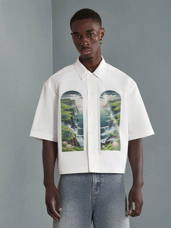 VARLDENS Faroe Islands Print Shirt | Scenic Streetwear Essential