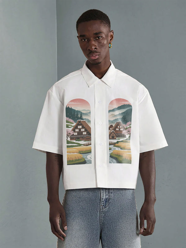 VARLDENS Shirakawa-go Print Shirt | Scenic Streetwear Essential
