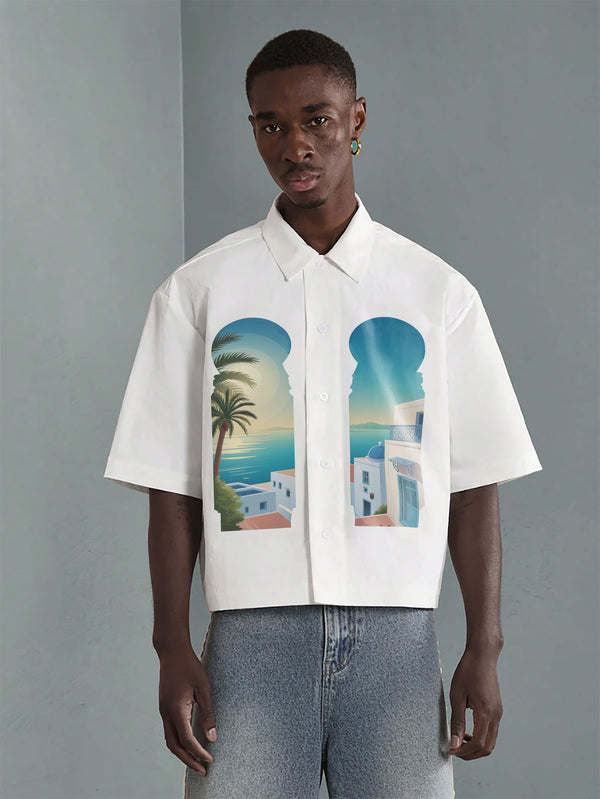 VARLDENS Sidi Bou Said Print Shirt | Scenic Streetwear Essential