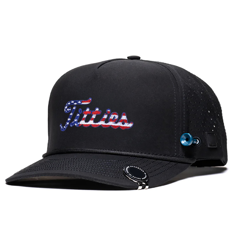 Tee Holder Golf Hat – USA Titties Design with Magnetic 70mm & 83mm Ball Markers VD21246504