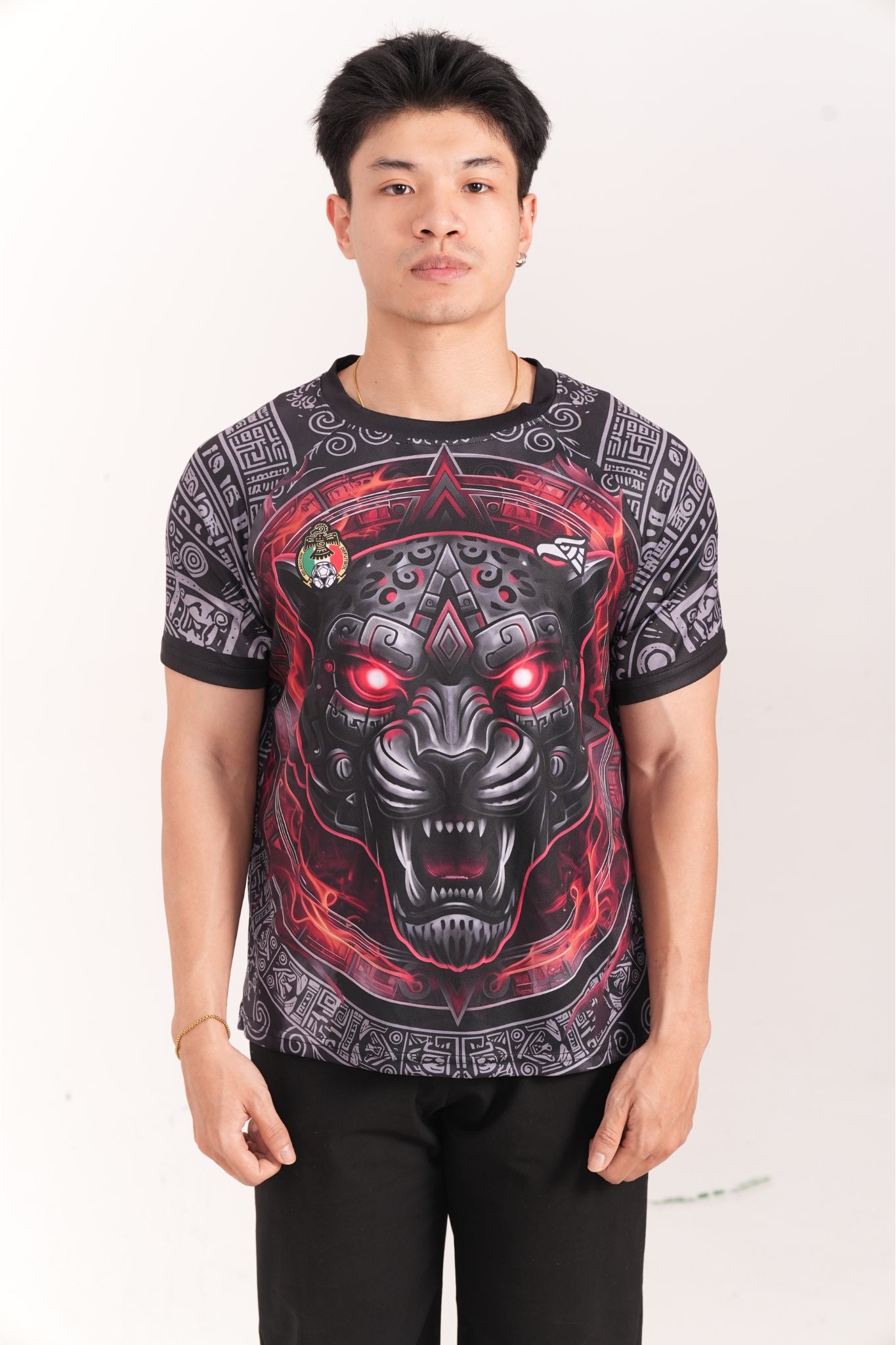 Varldens 2025 Mexico Aztec Jaguar Red Energy Soccer Jersey