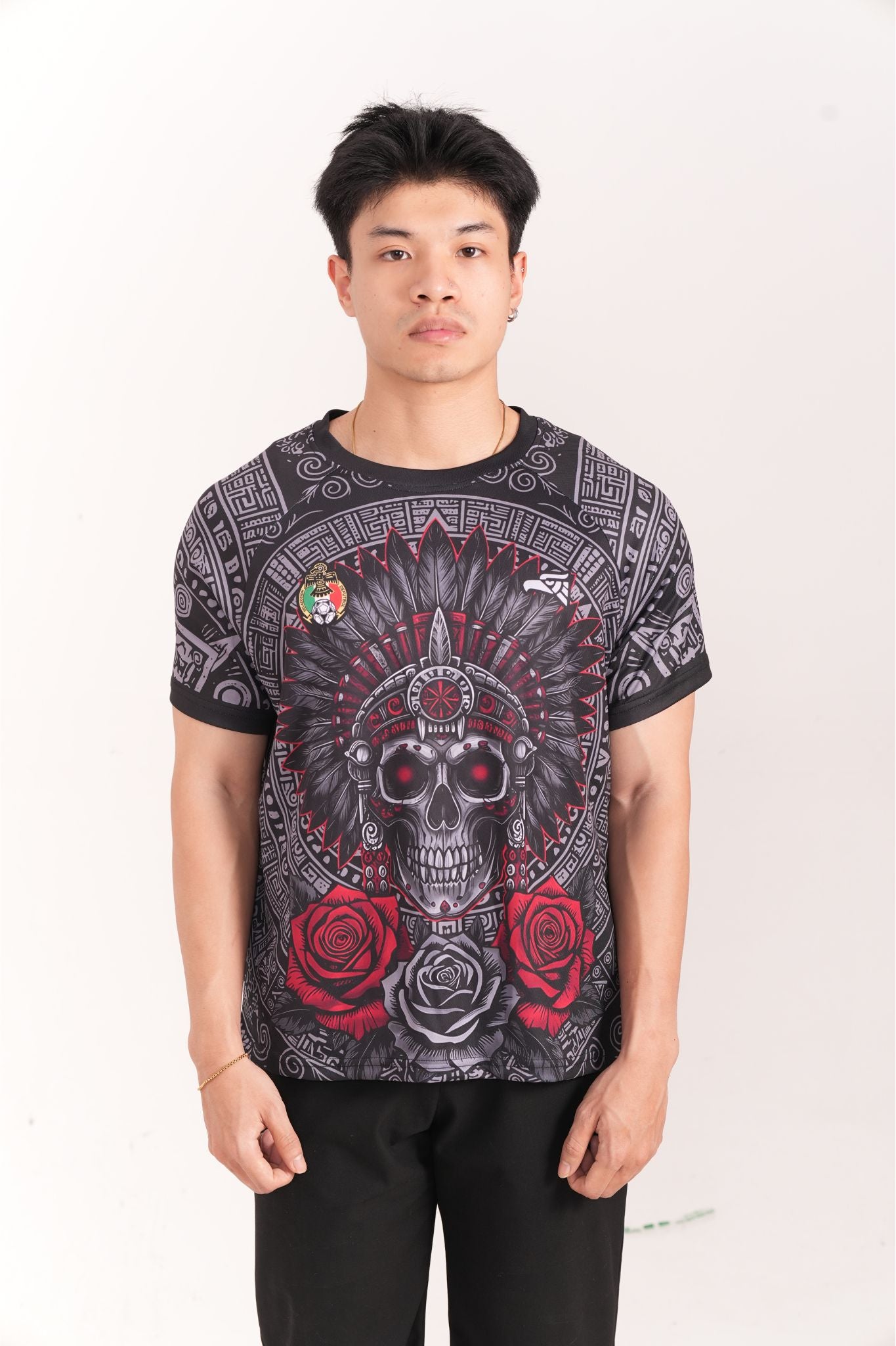 Varldens 2025 Mexico Aztec Chief Skull Black Heritage Jersey