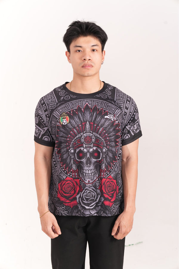 Varldens 2025 Mexico Aztec Chief Skull Black Heritage Jersey
