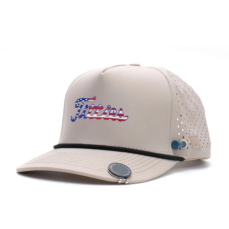 Tee Holder Golf Hat – USA Titties Design with Magnetic 70mm & 83mm Ball Markers VD21246504