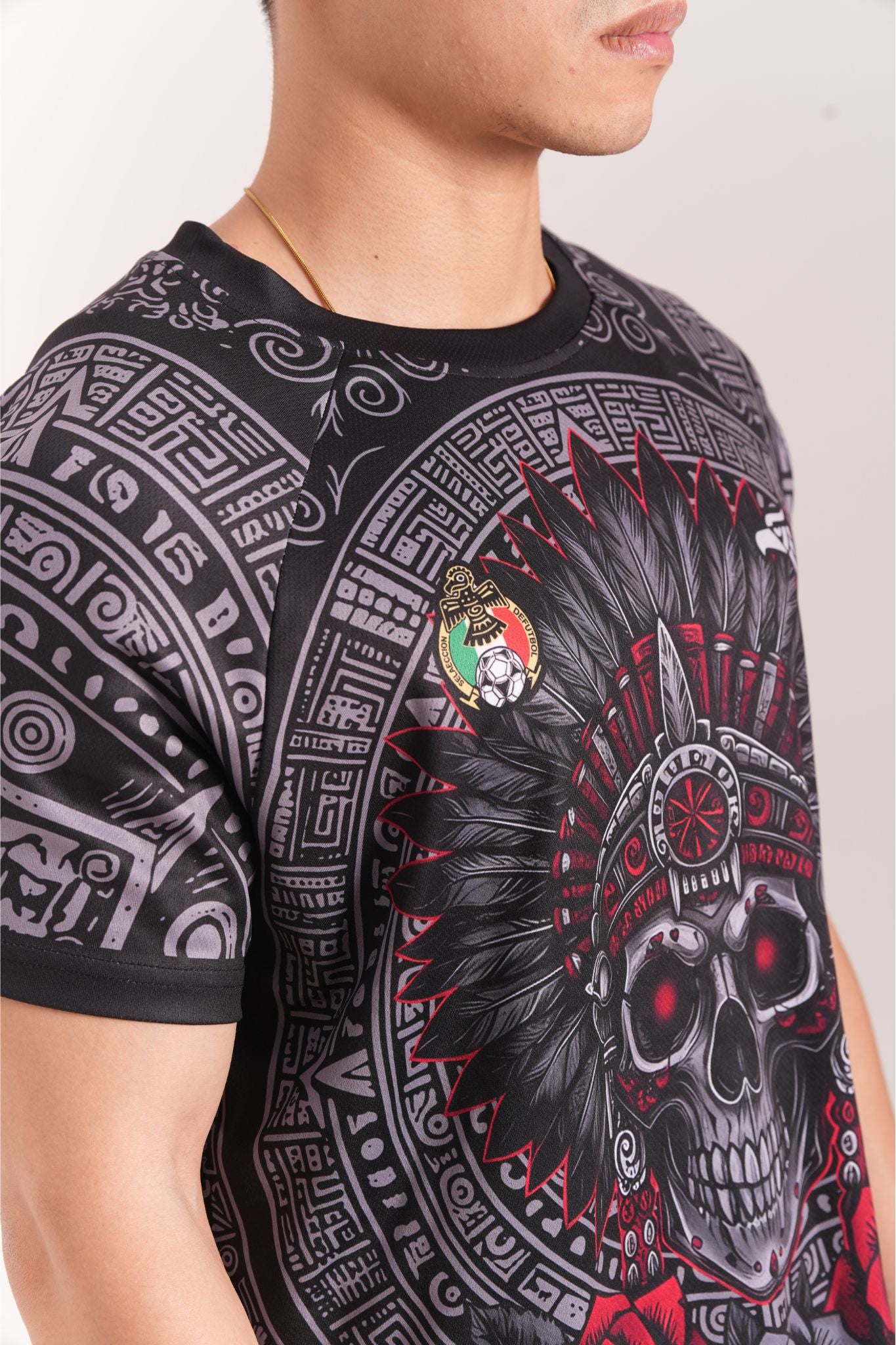Varldens 2025 Mexico Aztec Chief Skull Black Heritage Jersey
