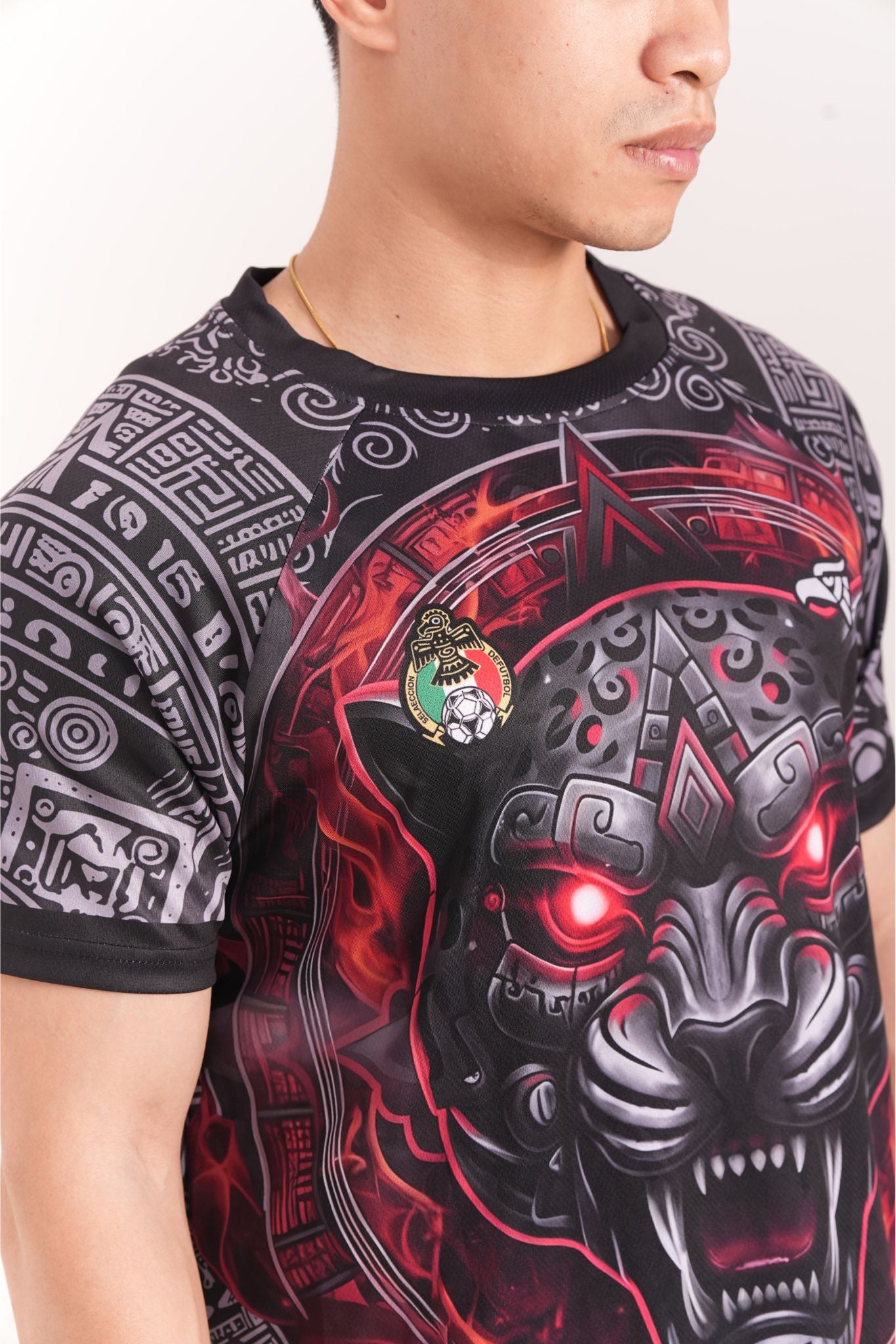 Varldens 2025 Mexico Aztec Jaguar Red Energy Soccer Jersey