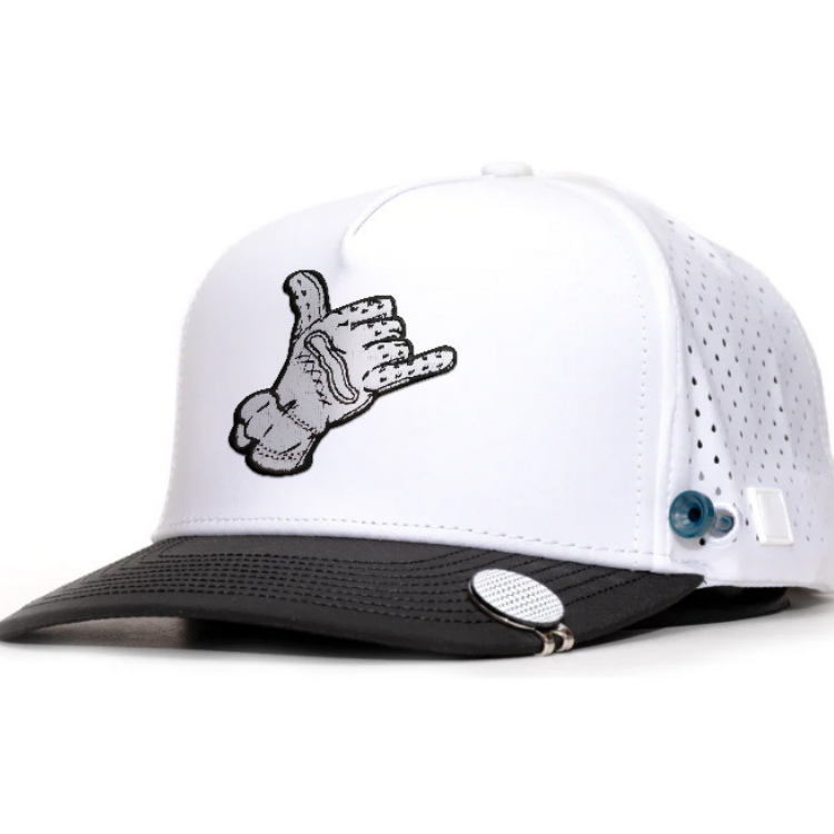 Tee Holder Golf Hat – Shaka Hand Design with Magnetic 70mm & 83mm Ball Markers VD21246501