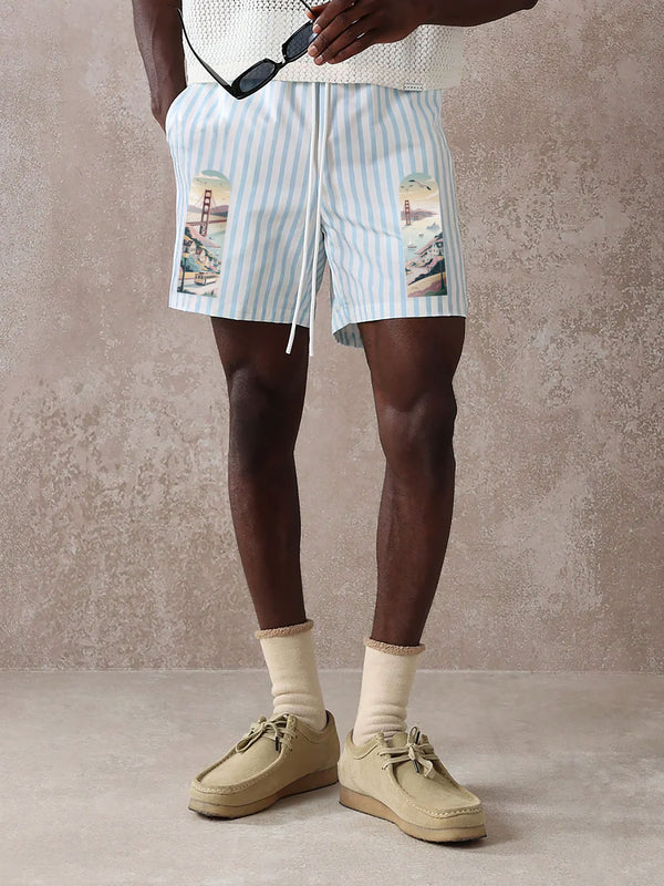 VARLDENS San Francisco Print Shorts | Scenic Streetwear Essential