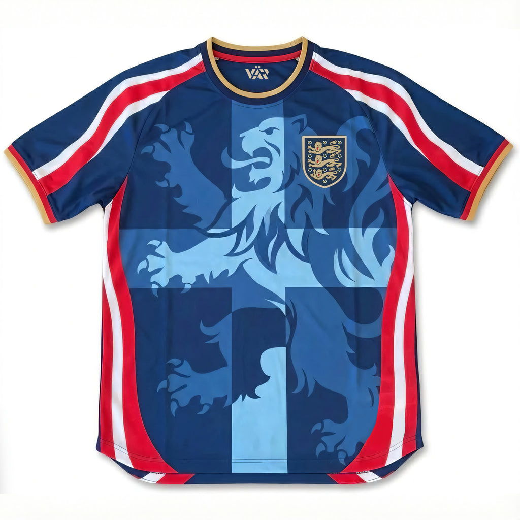 Varldens England Soccer Jersey World Cup 2026 – Royal Lion Cross Edition