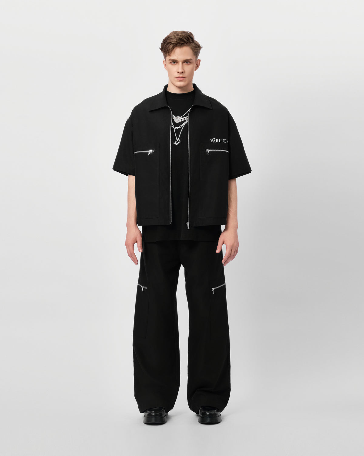 VARLDENS Boxy Zip Work Shirt | Obsidian Black