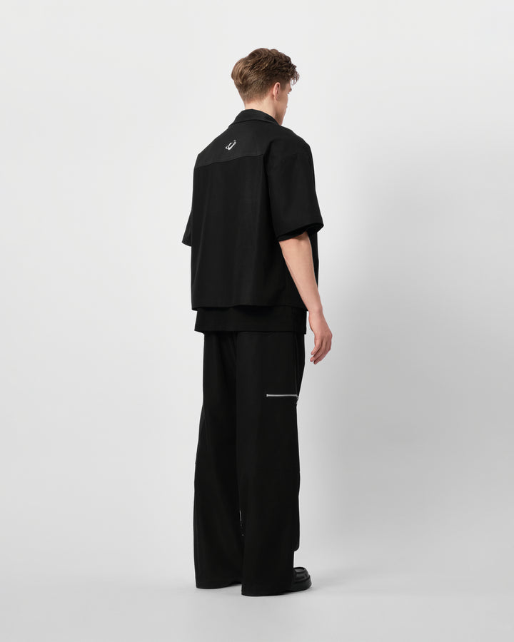 VARLDENS Boxy Zip Work Shirt | Obsidian Black