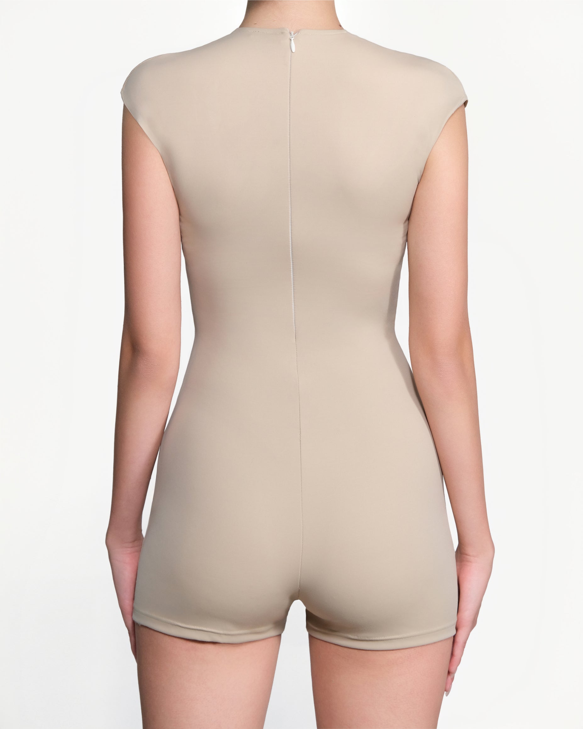 Beige U-neck Bodysuit