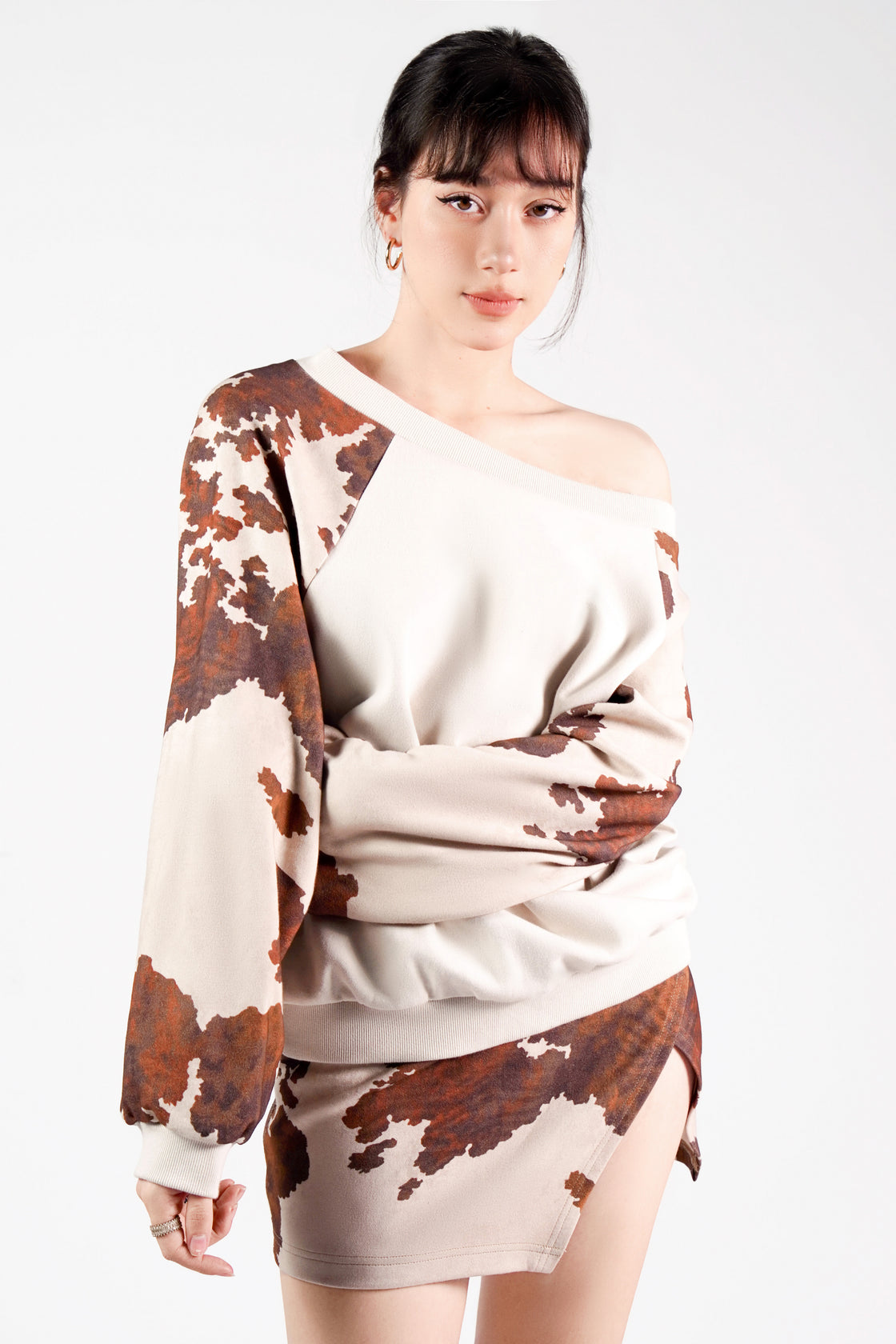 Cow Print Oversized Sweashirt