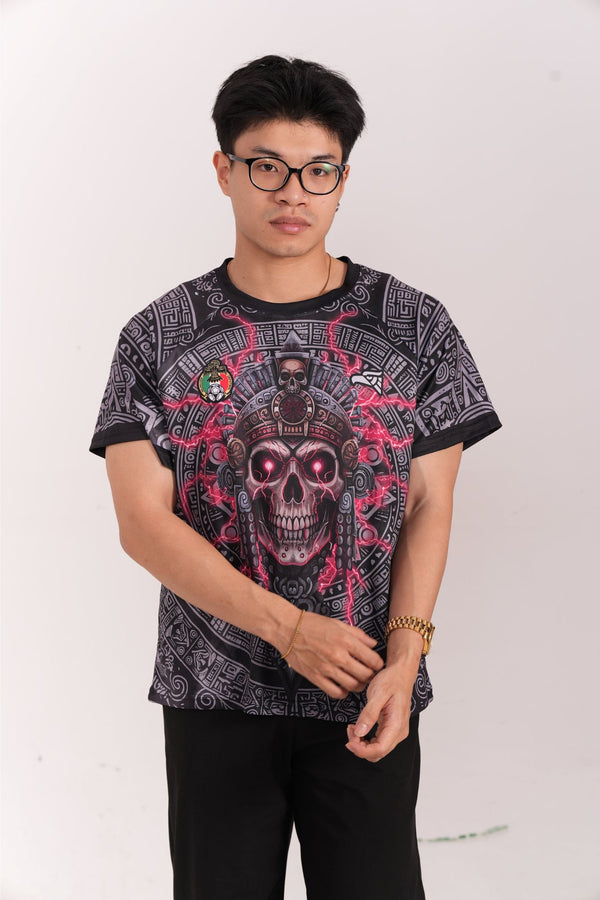 Varldens Mexican Heritage Shirt | Aztec Warrior Skull Pattern Jersey