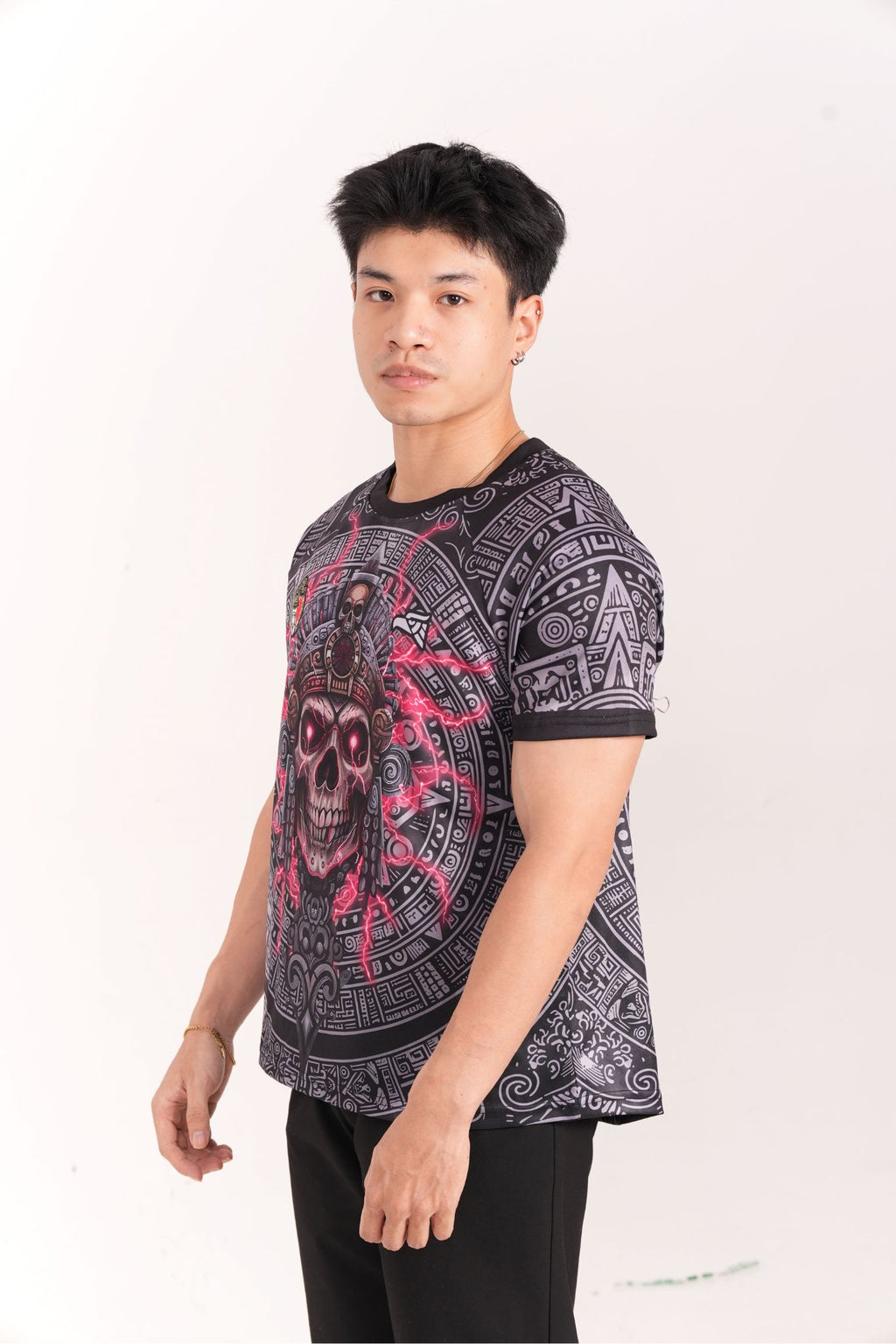 Varldens Mexican Heritage Shirt | Aztec Warrior Skull Pattern Jersey