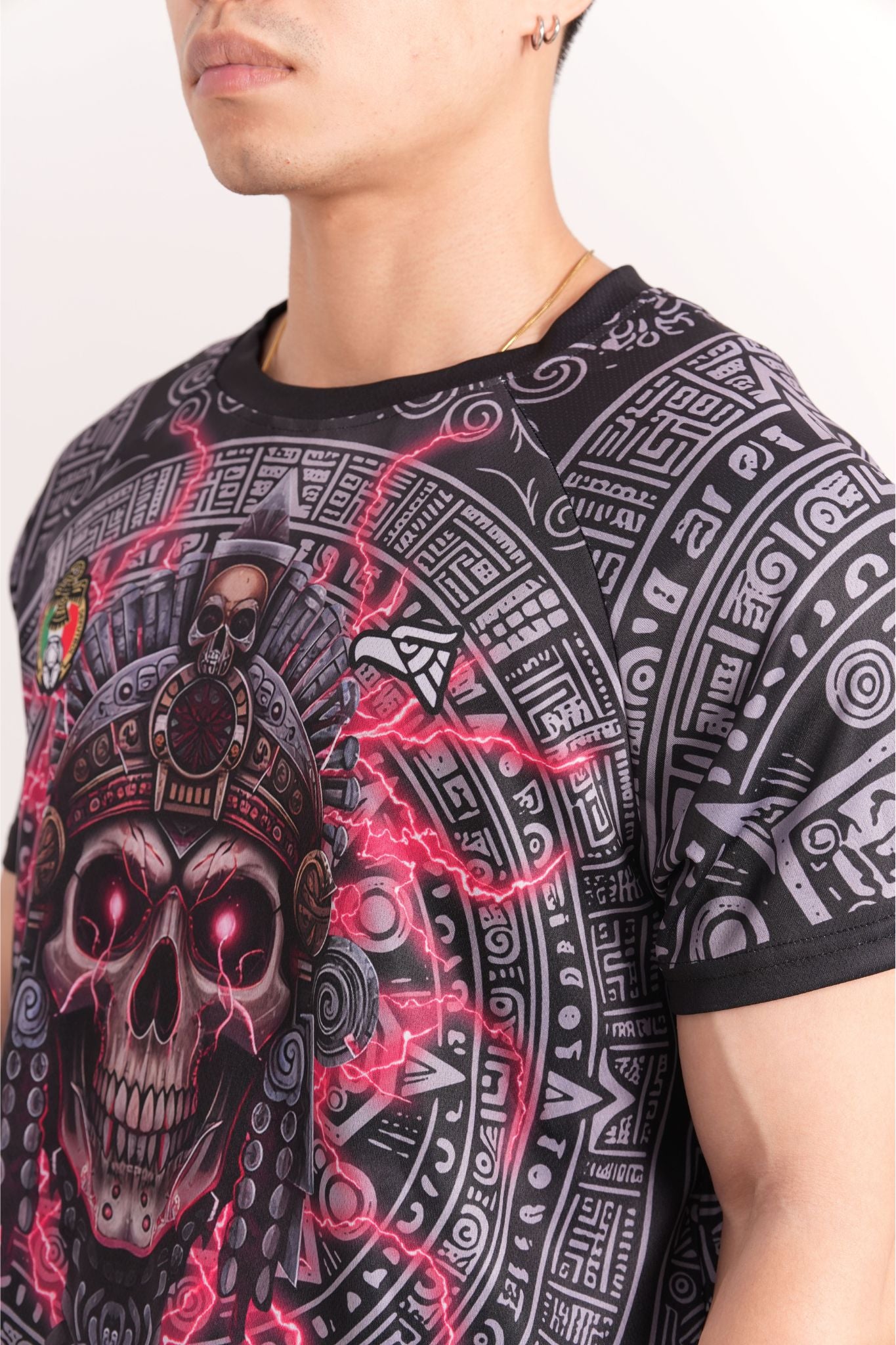 Varldens Mexican Heritage Shirt | Aztec Warrior Skull Pattern Jersey