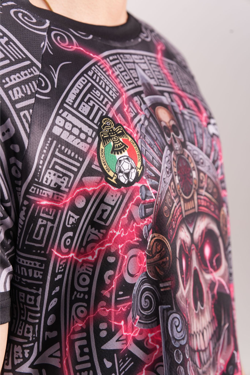 Varldens Mexican Heritage Shirt | Aztec Warrior Skull Pattern Jersey