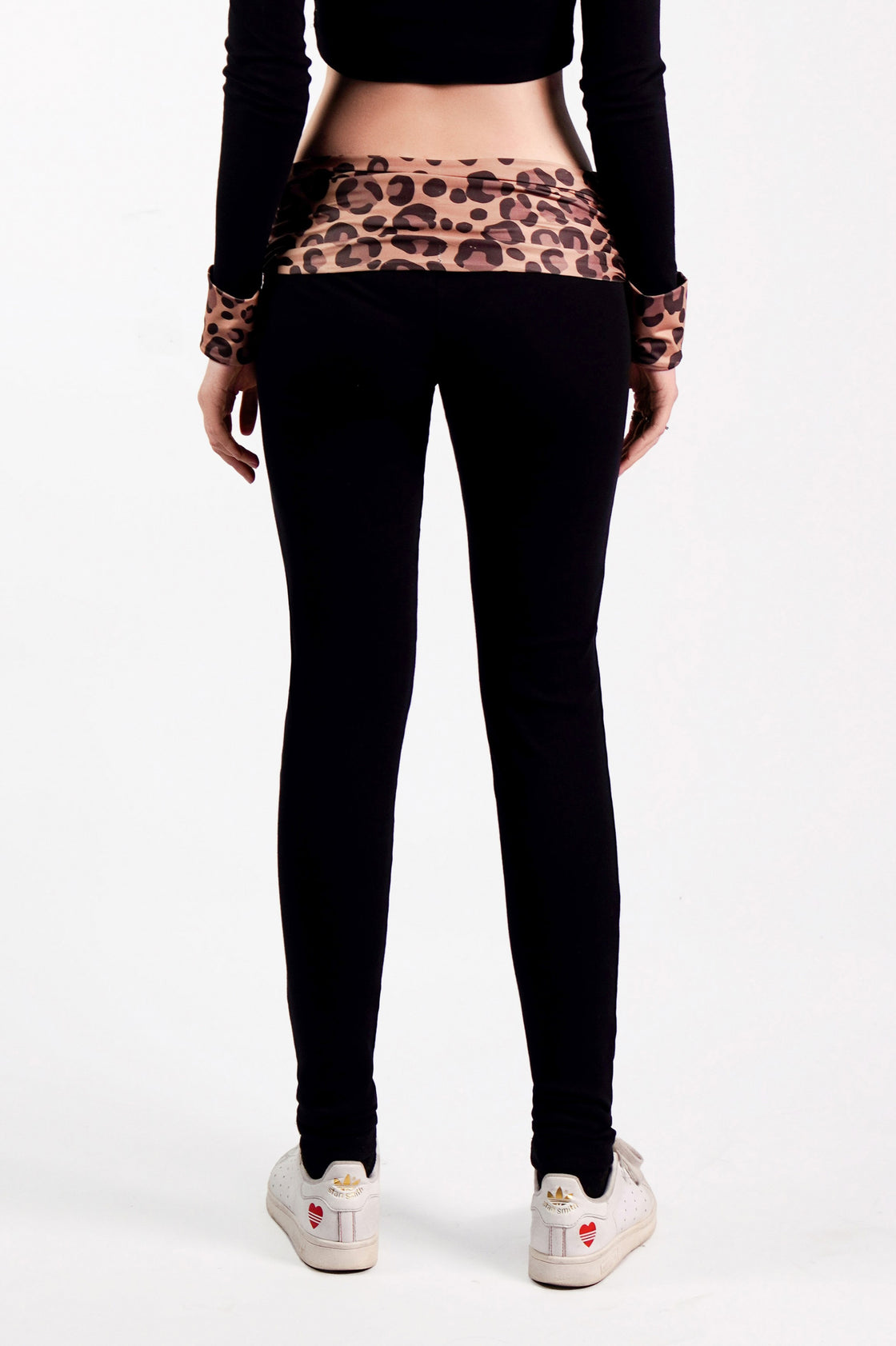 High-Waisted Leggings with Leopard Print Waistband