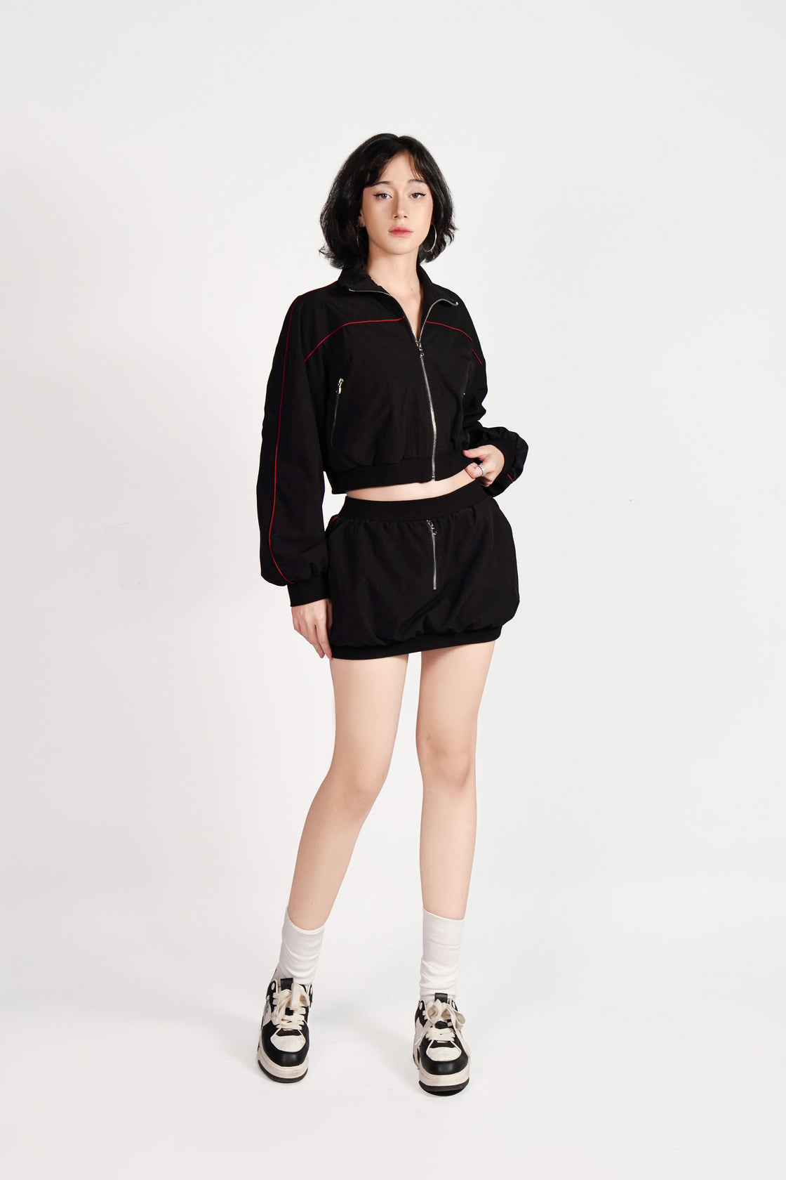 Black Zip-Up Mini Skirt