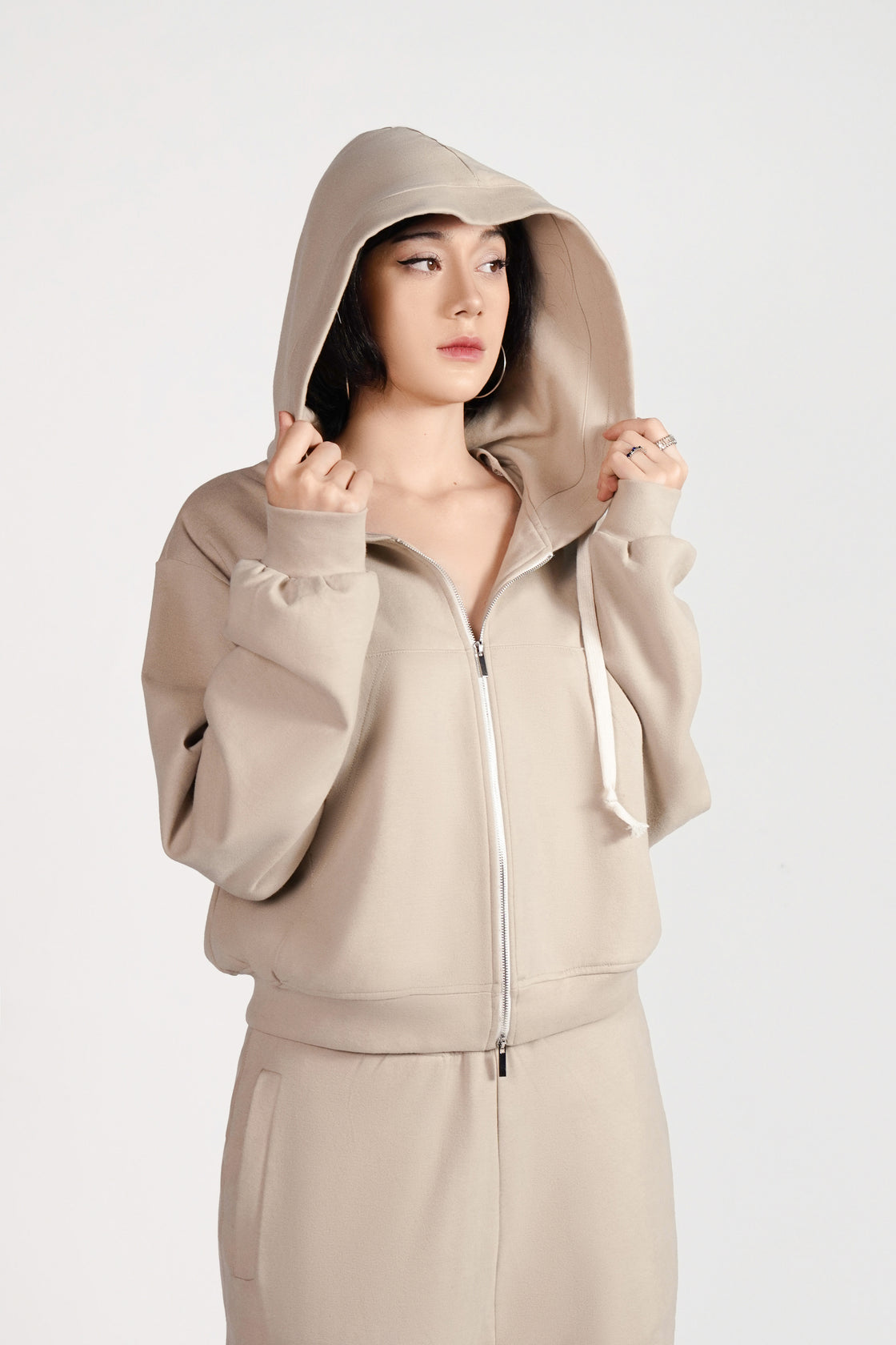 Beige Oversized Hoodie