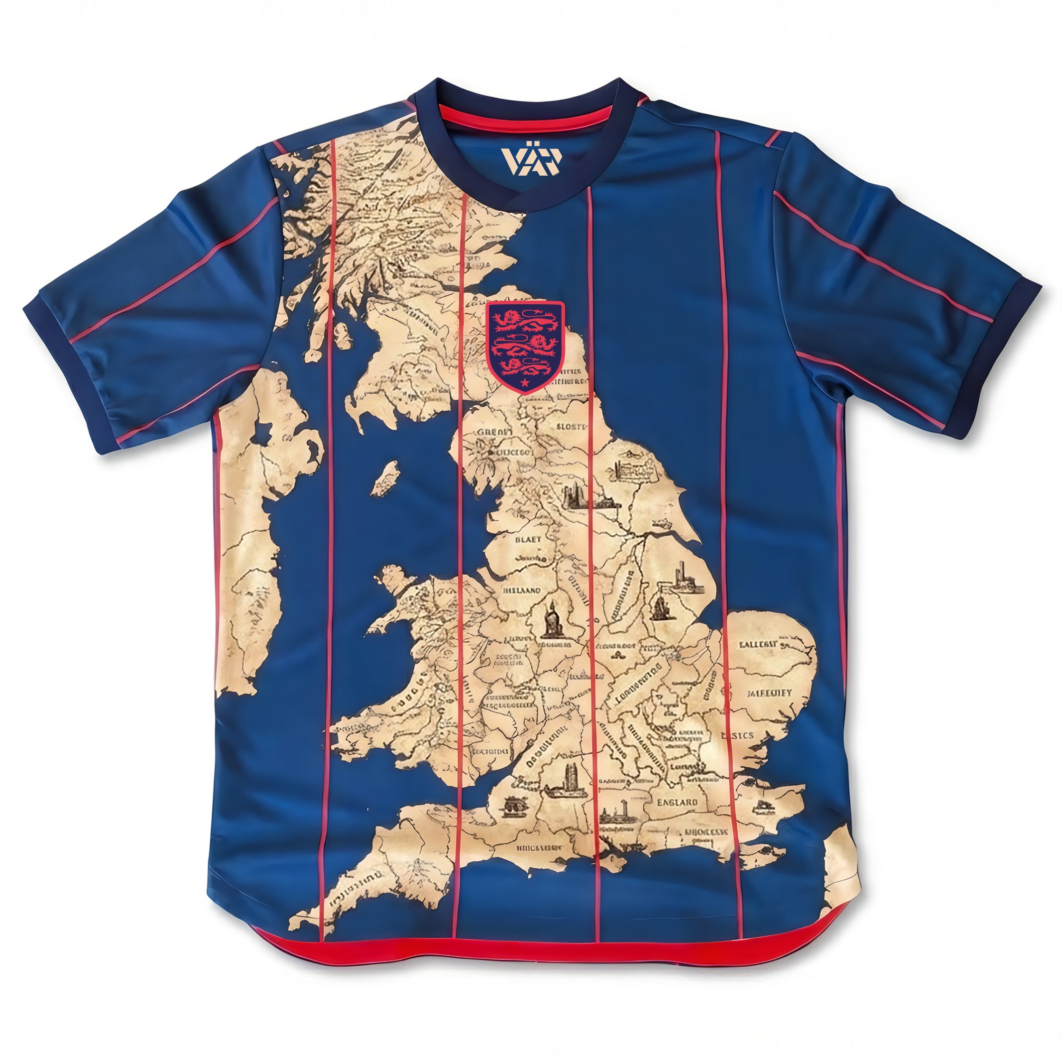 Varldens England Soccer Jersey 2026 – Cartographer Map Edition