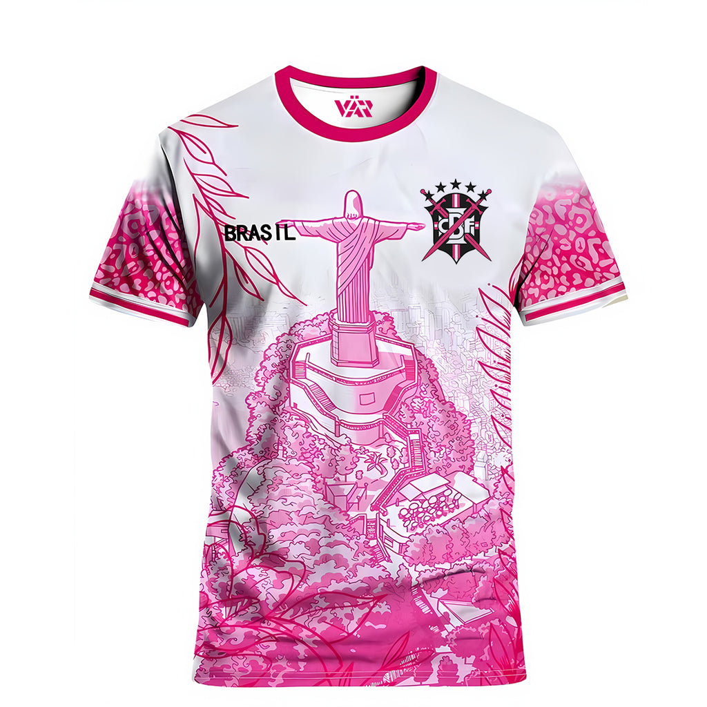 Varldens Brazil Soccer Jersey 2026 – Christ Redeemer Pink Edition