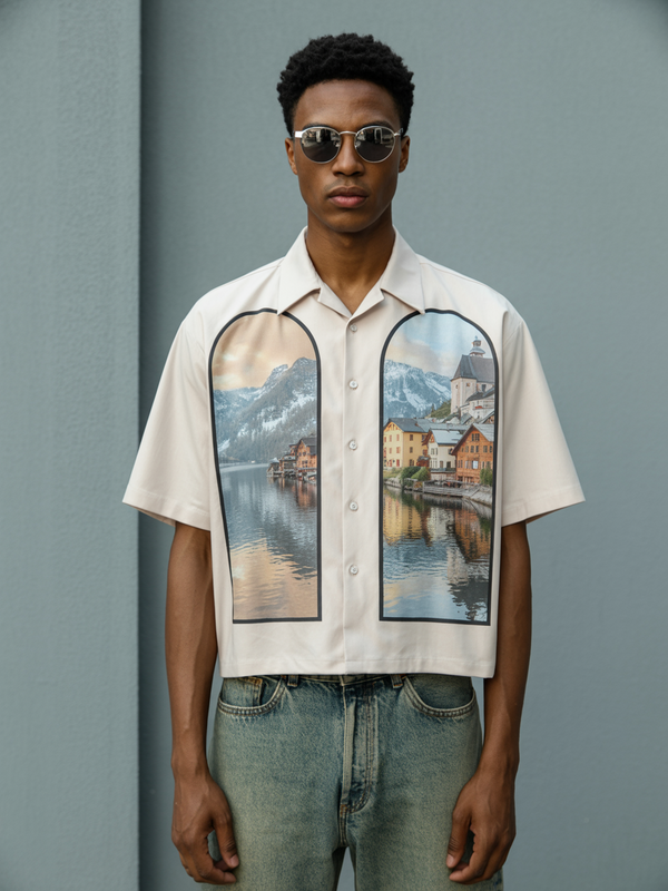VARLDENS Hallstatt Reflection Shirt | Tranquility Framed in Alpine Windows