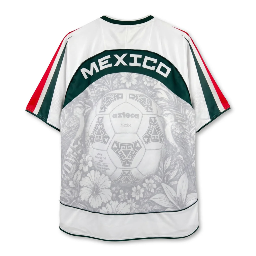 Varldens Mexico Frida Kahlo Aztec Heritage 2027 Away White Jersey featuring Azteca ball graphics and street style.