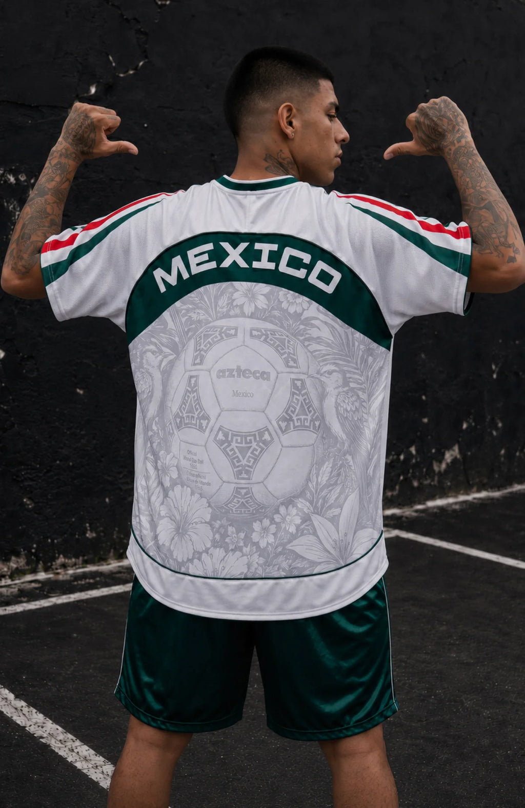 Varldens Mexico Frida Kahlo Aztec Heritage 2027 Away White Jersey featuring Azteca ball graphics and street style.