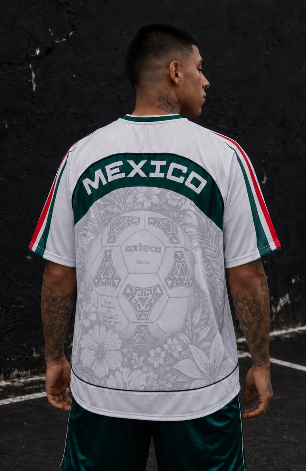 Varldens Mexico Frida Kahlo Aztec Heritage 2027 Away White Jersey featuring Azteca ball graphics and street style.