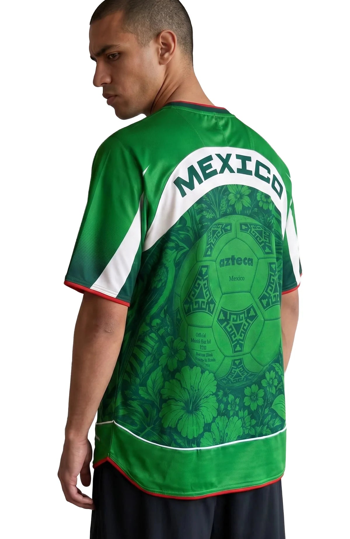 Varldens Mexico Frida Kahlo Aztec Heritage 2027 Home Jersey featuring Azteca ball graphics and El Tri pride.