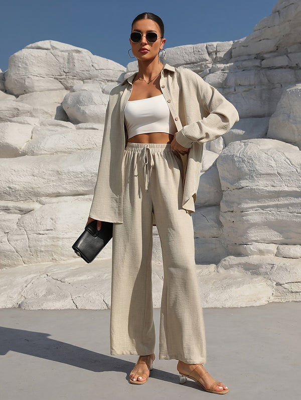 VARLDENS Women's Two-Piece Shirt & Pants Set