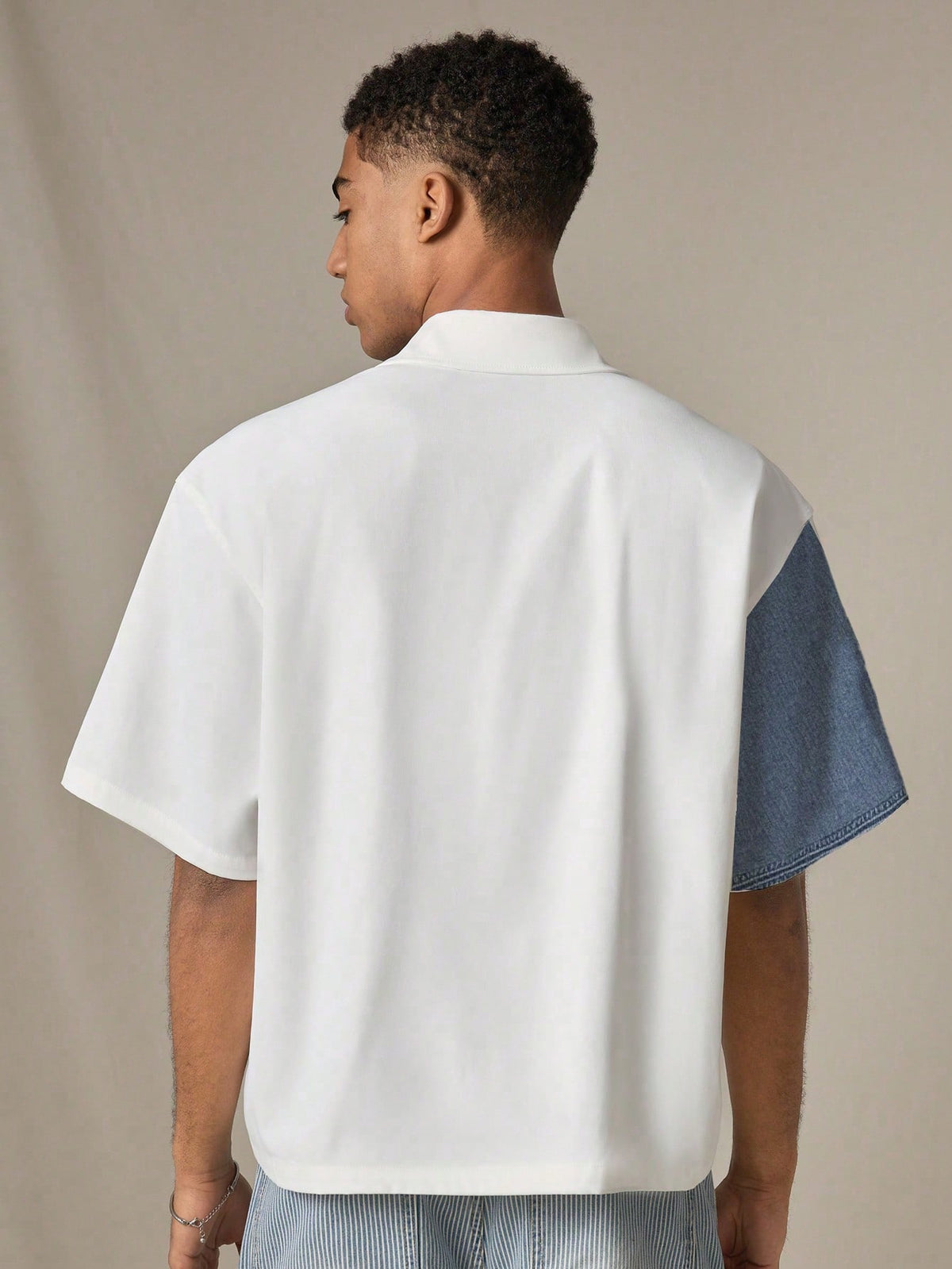 VARLDENS Contrast Denim Panel Shirt | Casual Streetwear Statement