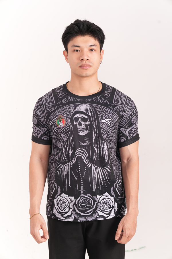 Varldens Mexican Heritage Shirt | Santa Muerte Aztec Pattern Jersey