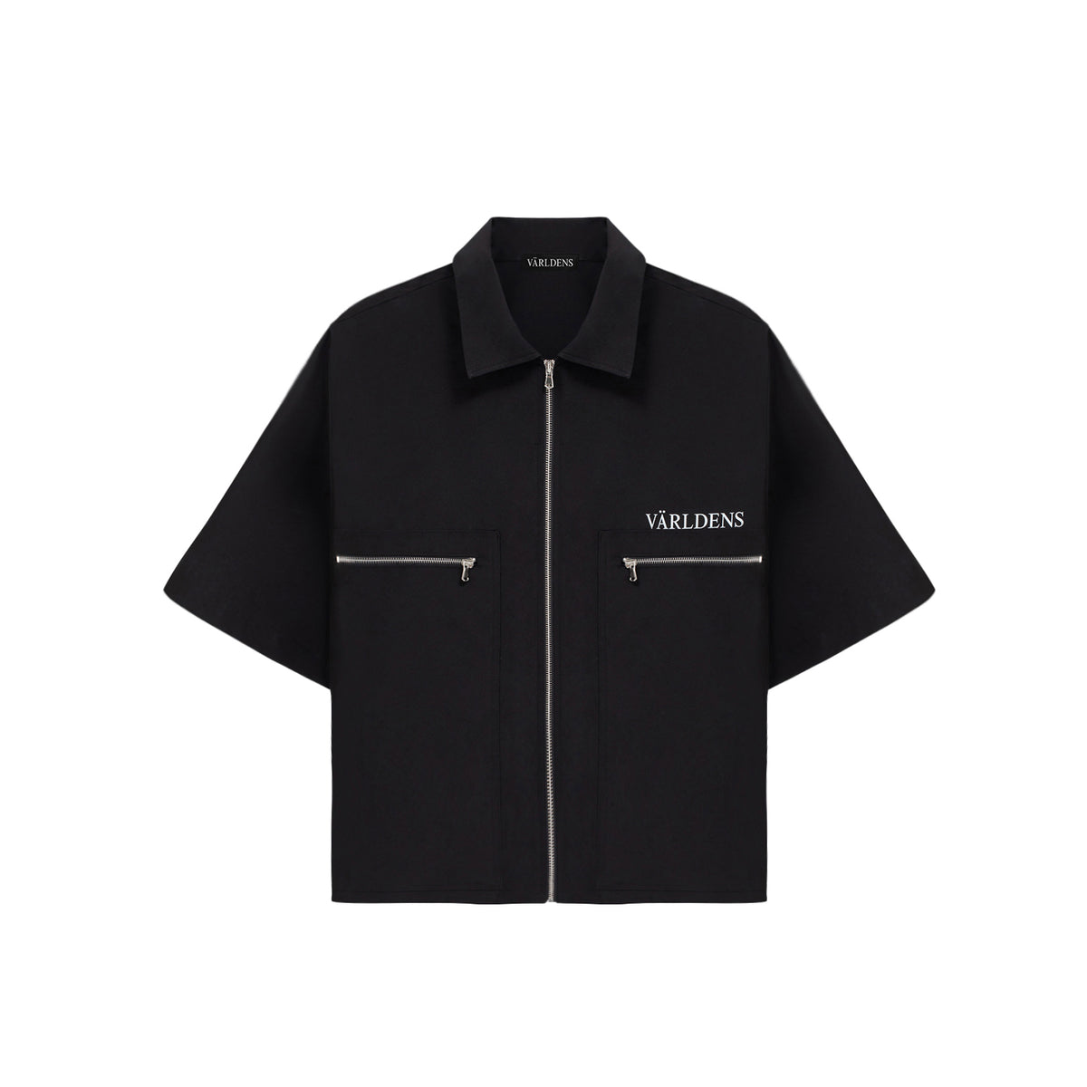 VARLDENS Boxy Zip Work Shirt | Obsidian Black