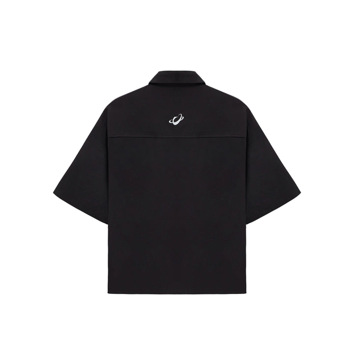VARLDENS Boxy Zip Work Shirt | Obsidian Black