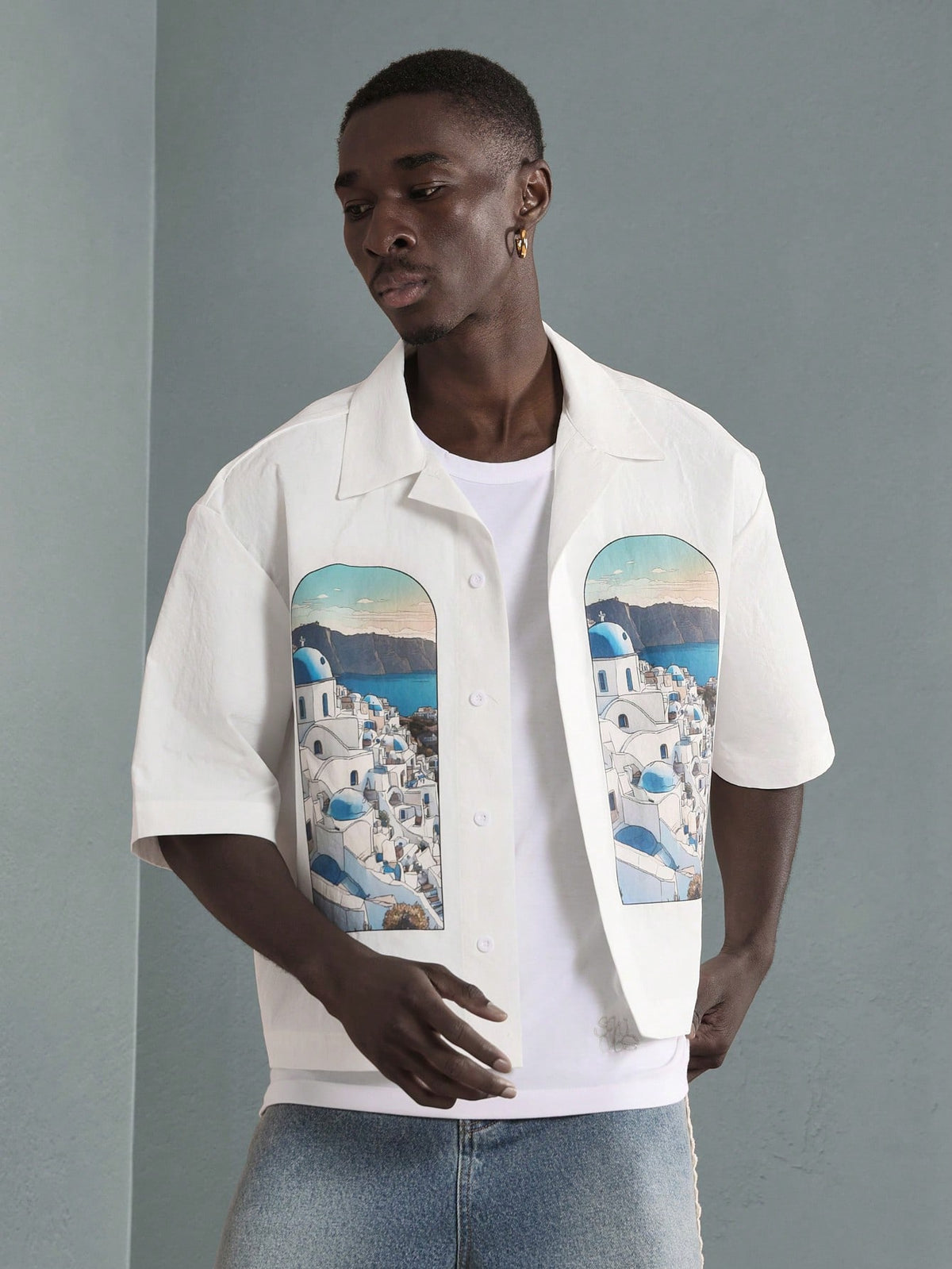 VARLDENS Santorini Print Shirt | Scenic Streetwear Essential