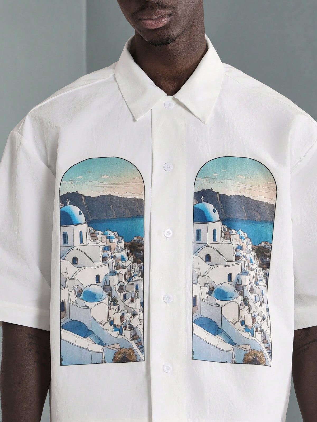 VARLDENS Santorini Print Shirt | Scenic Streetwear Essential