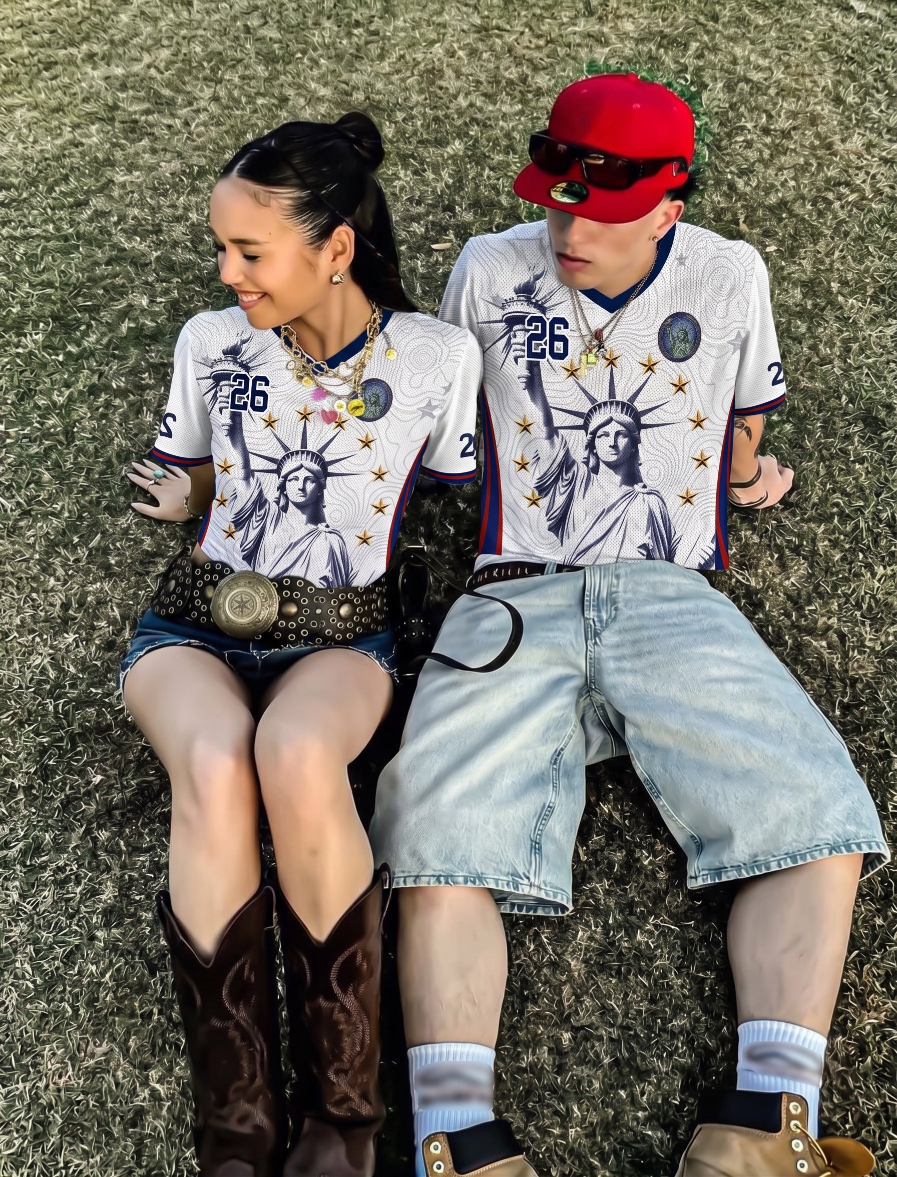 Varldens USA 2026 Home Jersey with Lady Liberty and America 250 anniversary logo - Patriotic white soccer shirt