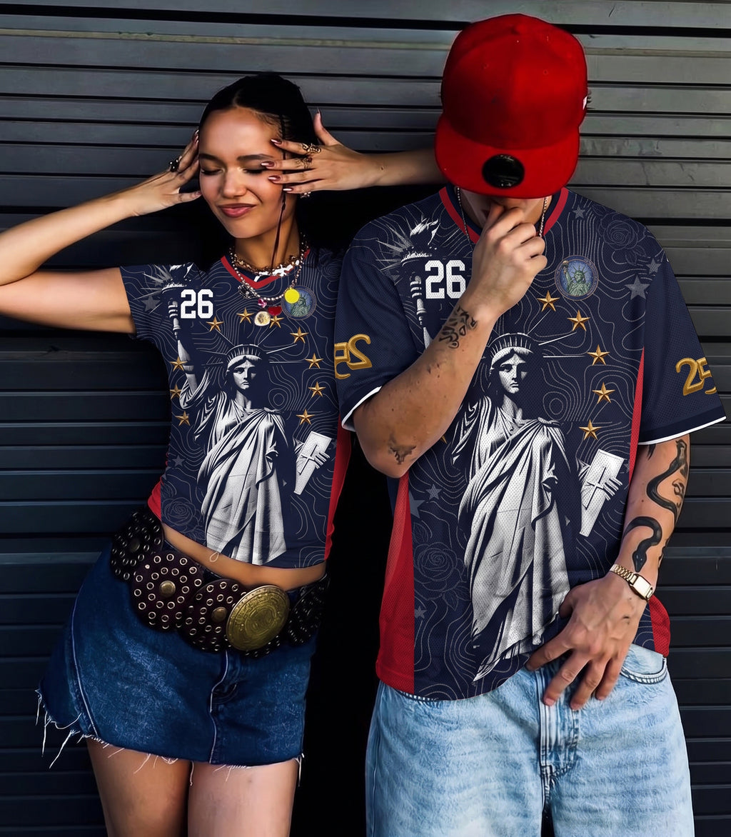 Varldens America 250 Lady Liberty Navy Away Jersey - USA 2026 commemorative soccer shirt with gold details