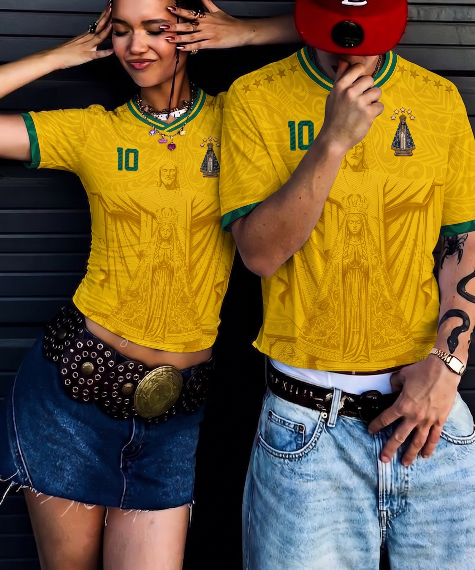 Varldens Brazil 2026 Home Jersey with Our Lady of Aparecida, Christ the Redeemer, and Copacabana wave patterns - Yellow Brazilcore soccer shirt