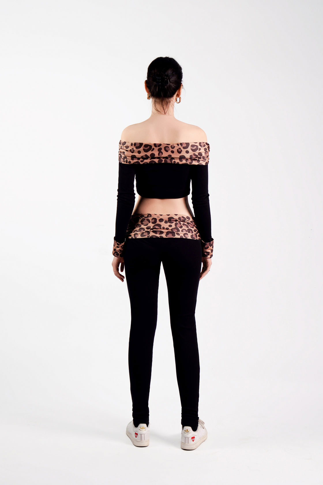 High-Waisted Leggings with Leopard Print Waistband