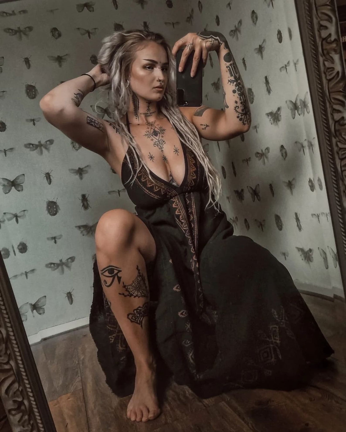 Dark Boho Tribal Maxi Dress – Witch in the Mirror | VARLDENS