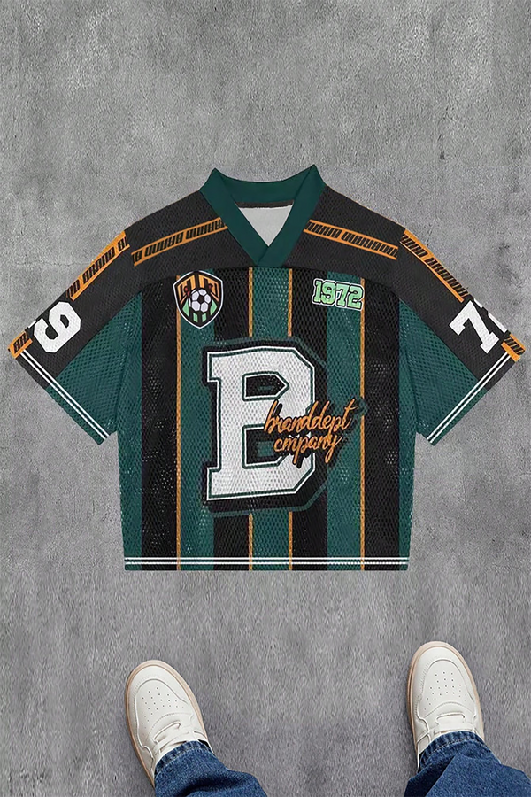 VARLDENS Football V Neck 1972 08 Mesh Jersey | Retro Streetwear Statement