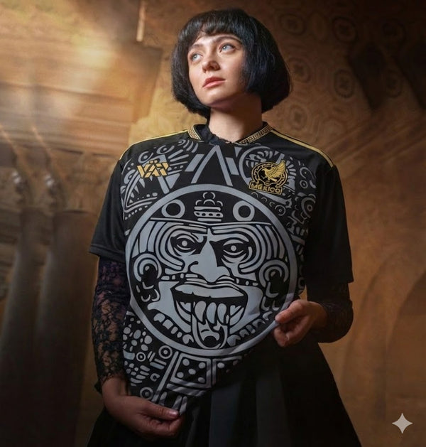 🇲🇽 Varldens Mexico "Aztec Sun Stone" Heritage Jersey – Black & Gold Edition