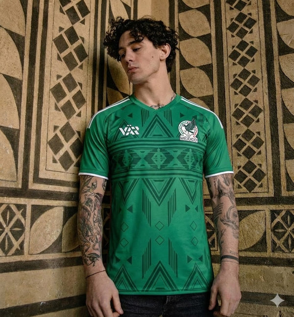 🇲🇽 Varldens Mexico "Aztec Warrior" Geometric Jersey – Special Green Edition