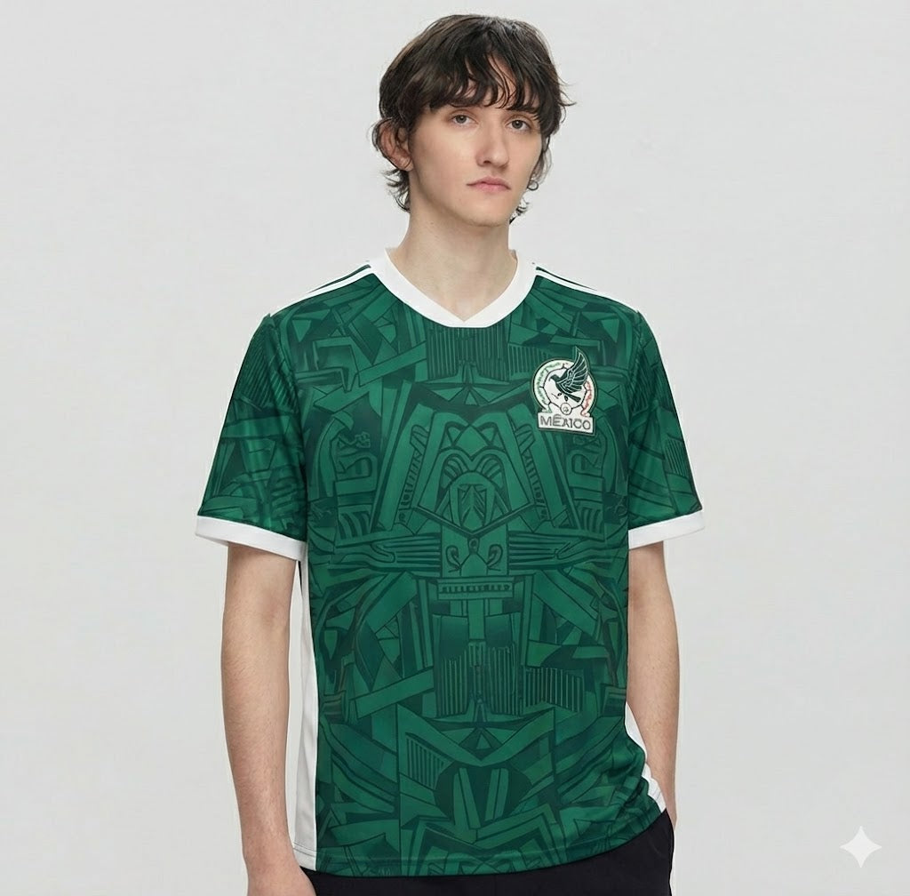 Varldens Mexico Soccer Jersey 2026 – Aztec Guardian Geometry Edition