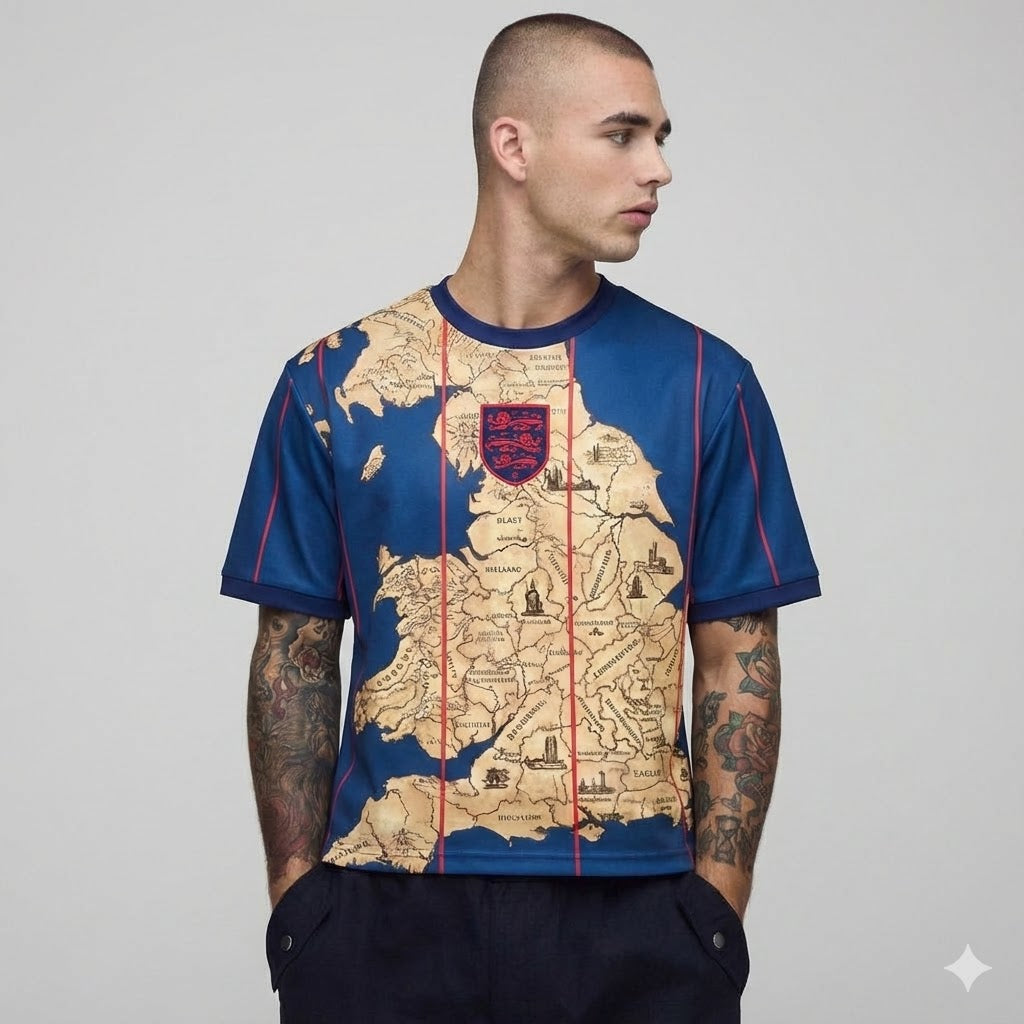 Varldens England Soccer Jersey 2026 – Cartographer Map Edition